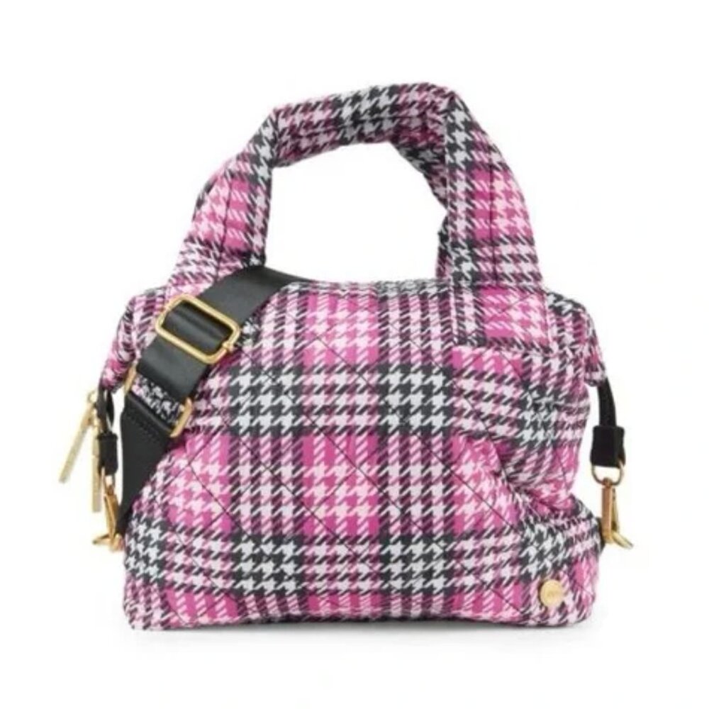 Jill & Ally Houndstooth Quilted Satchel handbag purse